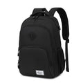 Gray nylon backpack with USB charging port and trolley case straps