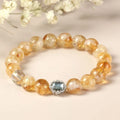 Citrine crystal bracelet with geometric design and 10mm beads