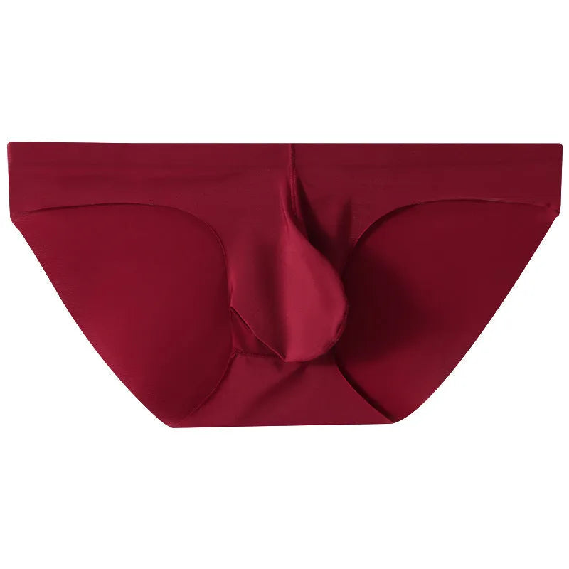 Men's ice silk seamless briefs with bullet separation pouch in various colours
