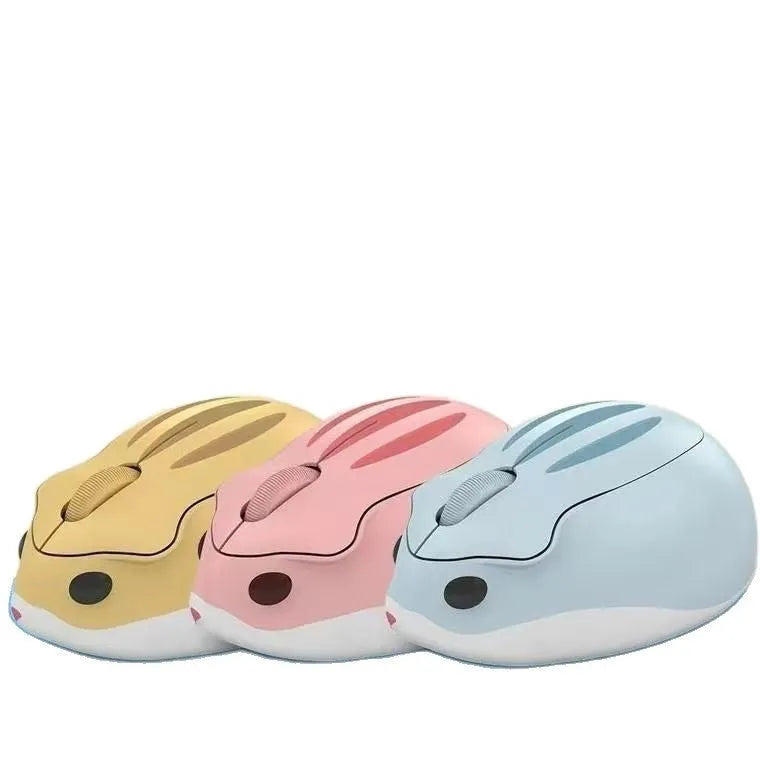 Hamster wireless Bluetooth silent mouse in gray, pink, and yellow colour options