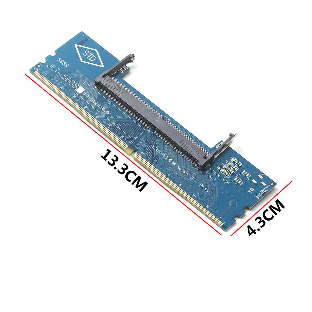 Memory adapter card converting laptop DDR4 SO-DIMM to desktop motherboard slot