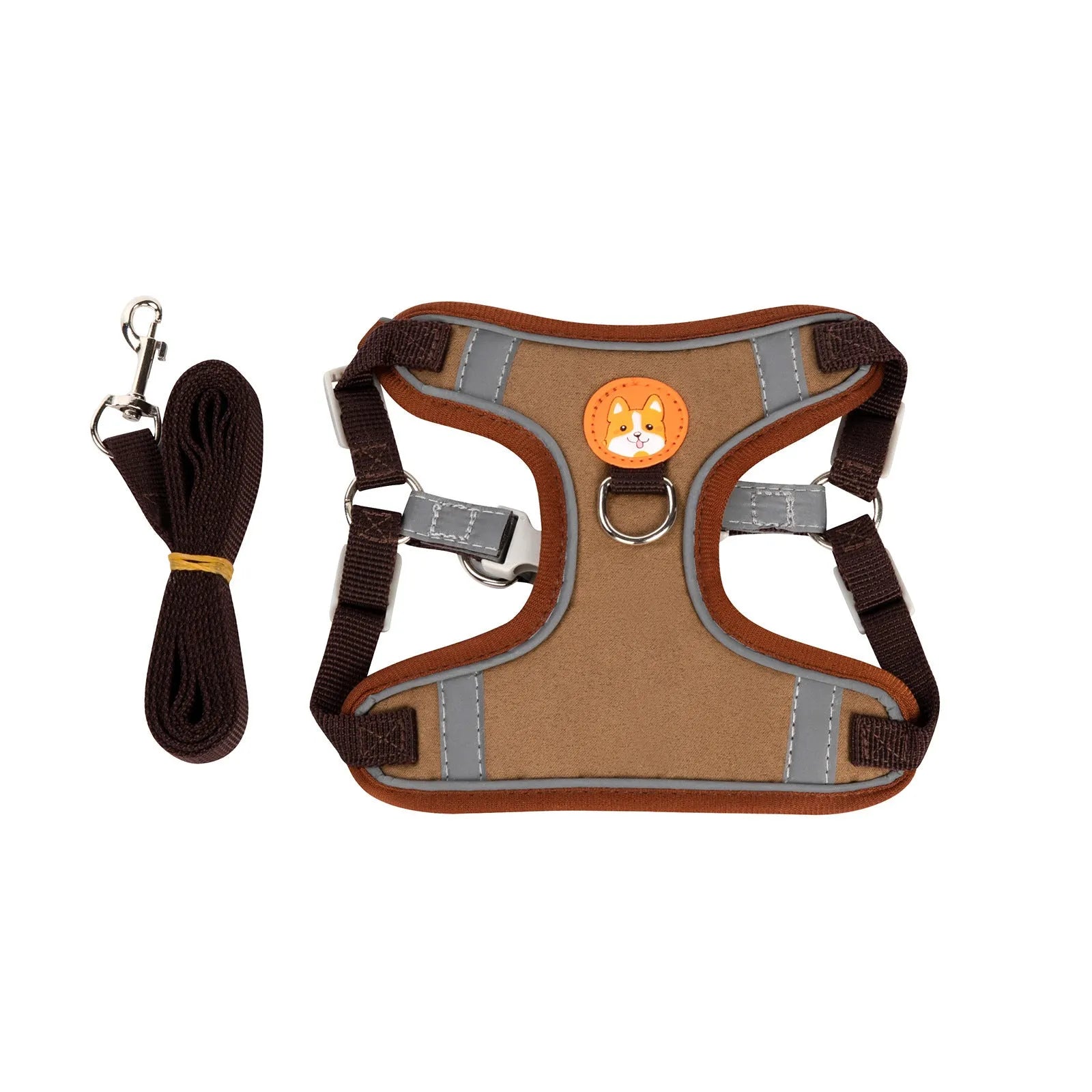 Adjustable dog haulage rope harness in multiple colours on a chest strap, showing S M L XL sizes.