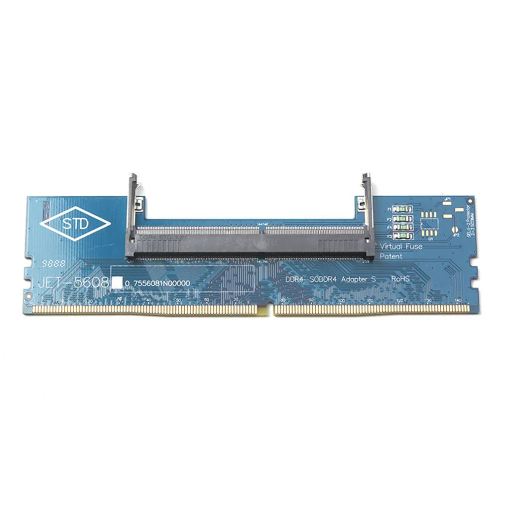 Memory adapter card converting laptop DDR4 SO-DIMM to desktop motherboard slot