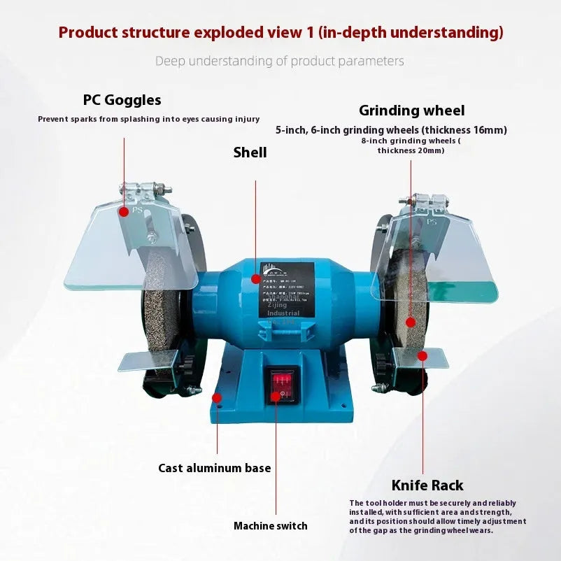 5-inch metal desktop grinding machine for knife sharpening with US plug