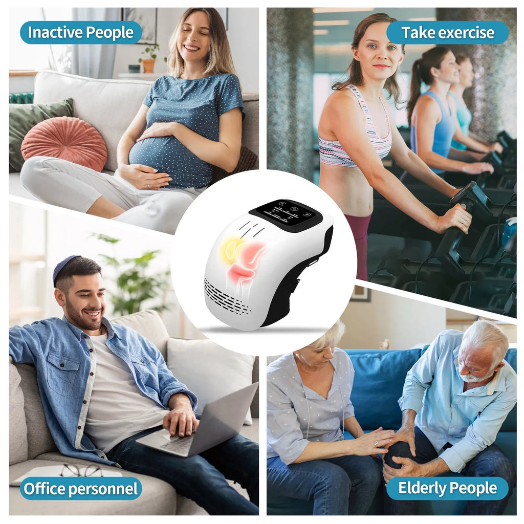 Intelligent electric knee massager in white colour for knee physiotherapy and pain relief