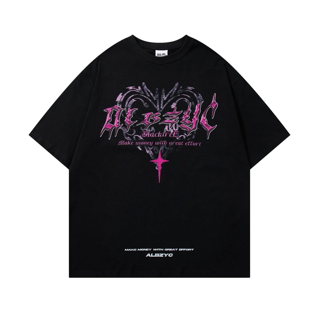 Retro printed cotton t-shirt for men in loose fit with short sleeves and round neck design