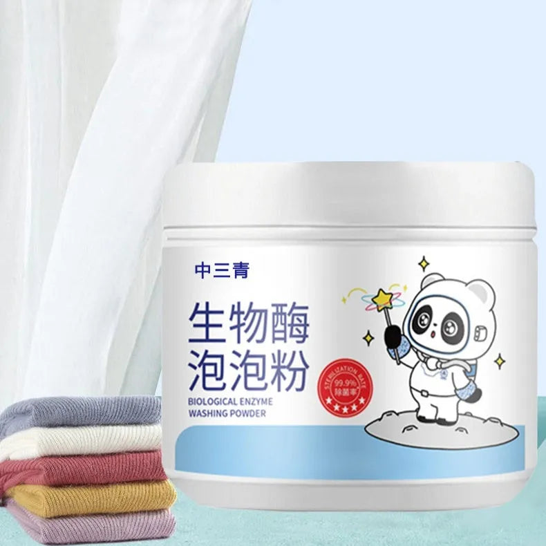 Biological Enzyme Bubble Powder laundry detergent in container with 200-350g net content for stain removal