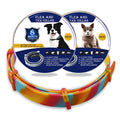 Plastic flea collar for cats and dogs in rainbow packaging with adjustable ring design