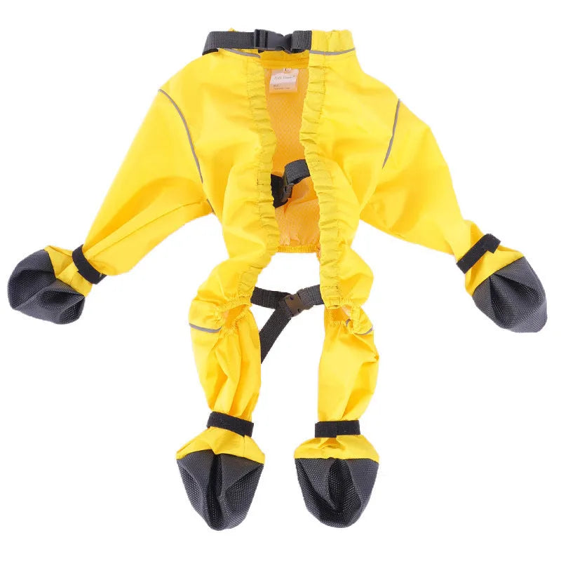 Pet anti-dirty pants in yellow, dog outing shoe cover, casual polyester pet clothing for small to large dogs