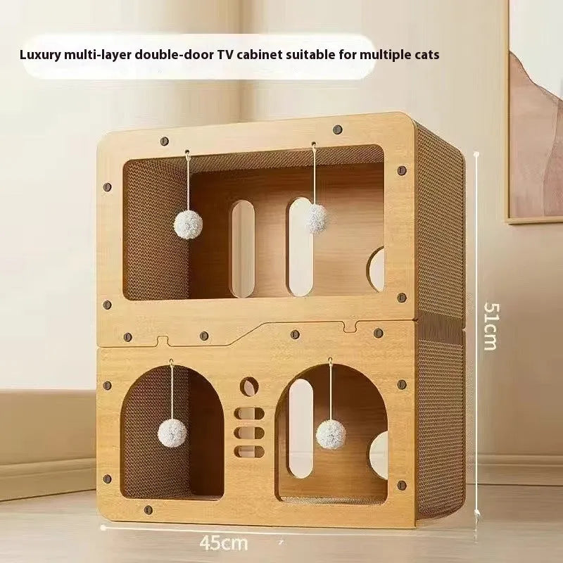Double layer cat scratching board with matching cat nest in cute style options