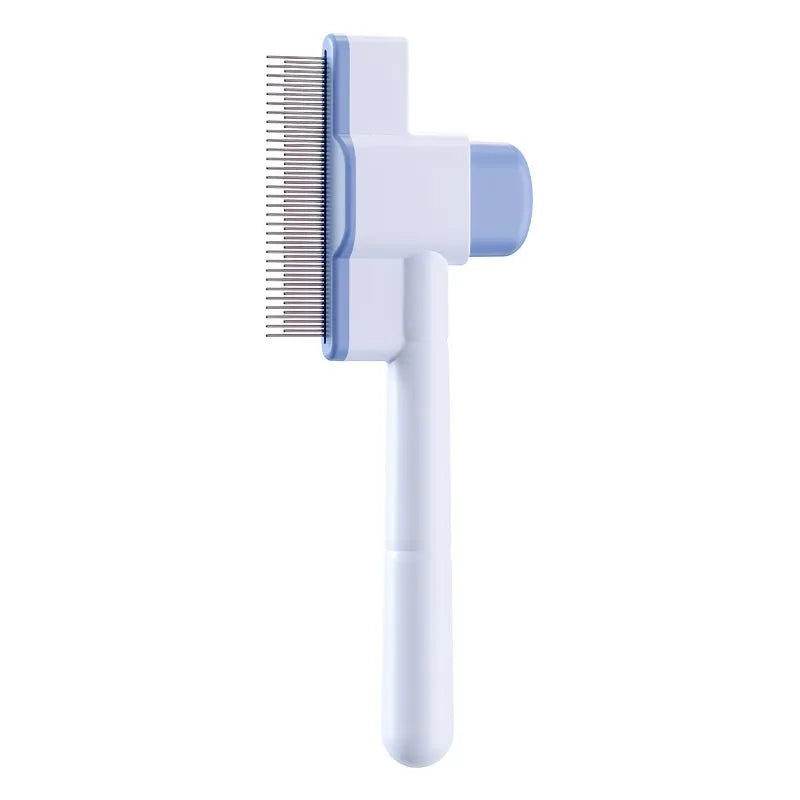 Pet flea removal comb with dense gear teeth in pink ABS plastic and stainless steel