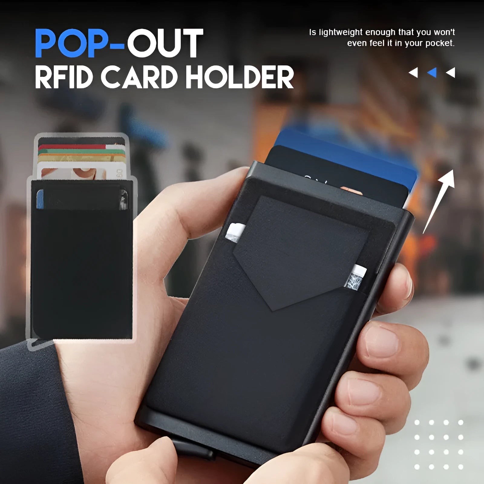 Frosted aluminium alloy credit card holder in a choice of eight colours on a plain background.
