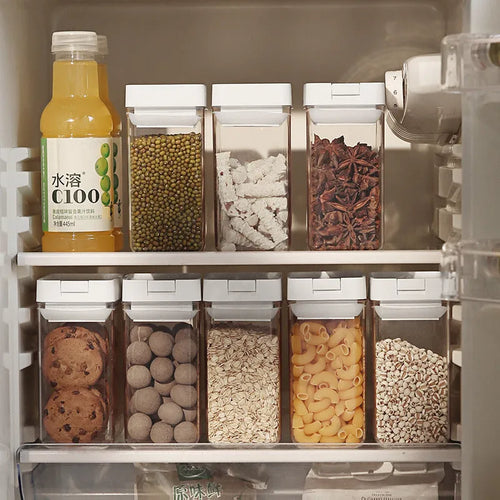White transparent plastic 400ml storage container with airtight lid for grains