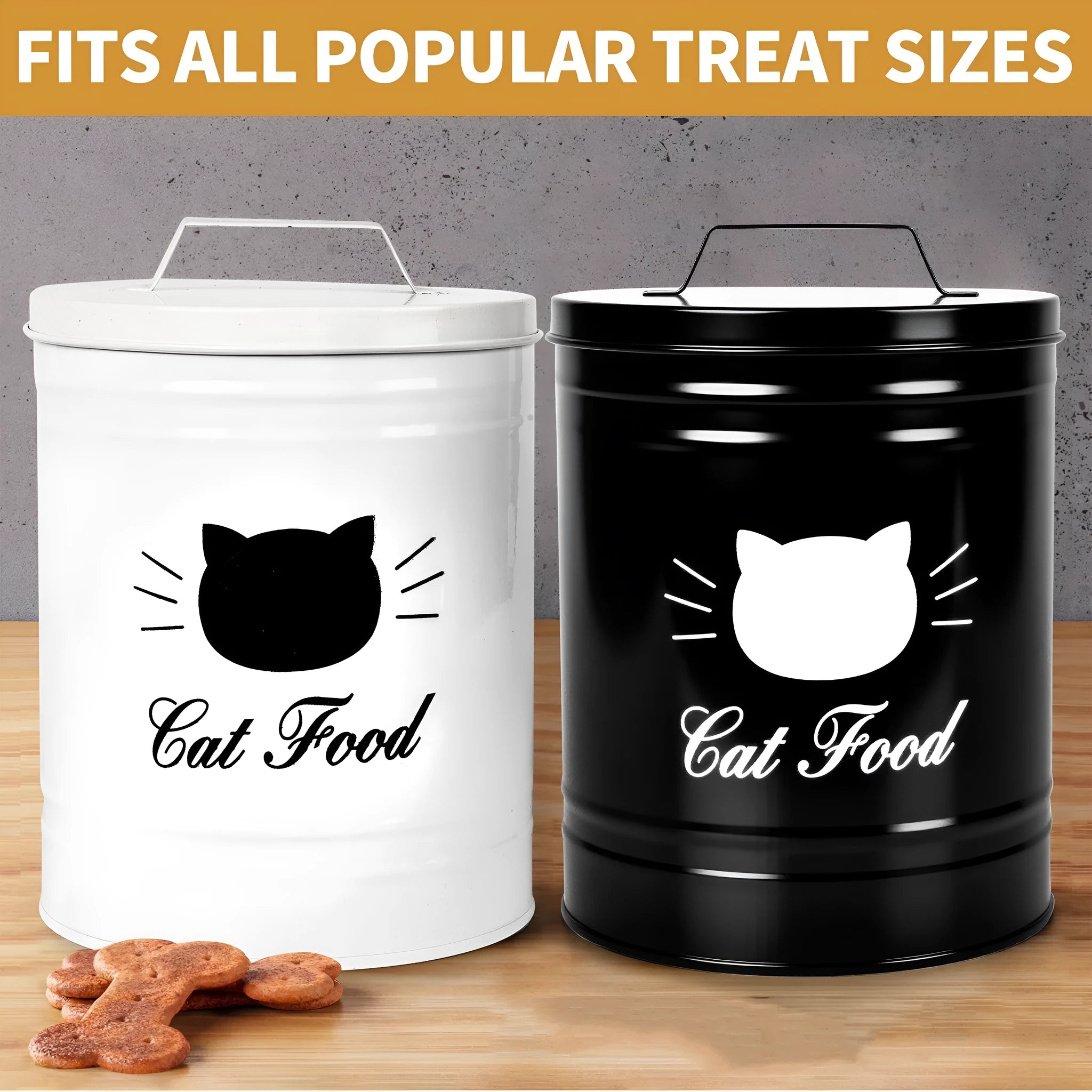 Round iron sheet storage can with 301-500ml capacity in black or white colour options