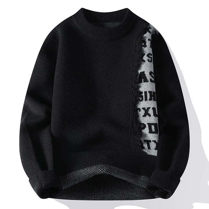 Men's loose fit knitted pullover jumper in a choice of colours with a ribbed hemline.