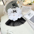 White yarn waltz gauze princess style dog skirt with polyester construction on small dog