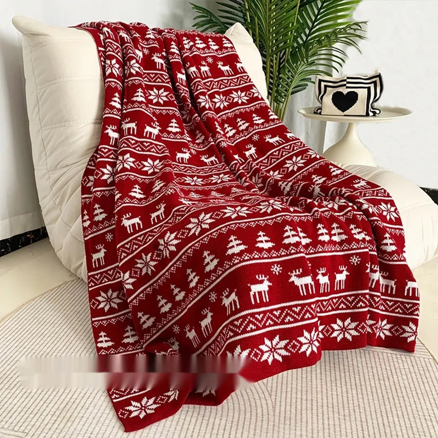 Personalised Christmas blanket with snowflake or reindeer pattern, size 110x130cm