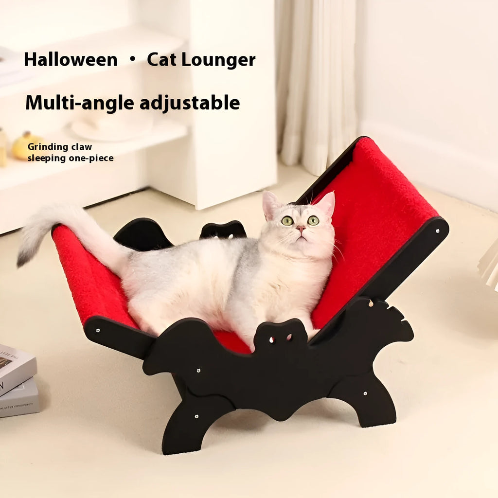 Wooden cat lounge chair MW-054 in black and red colours