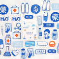Cartoon decorative sticker set for children's journals with 46 pieces across 9 themed designs