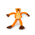 Orange soft plush dog toy with noise-maker for tug-of-war and chewing play