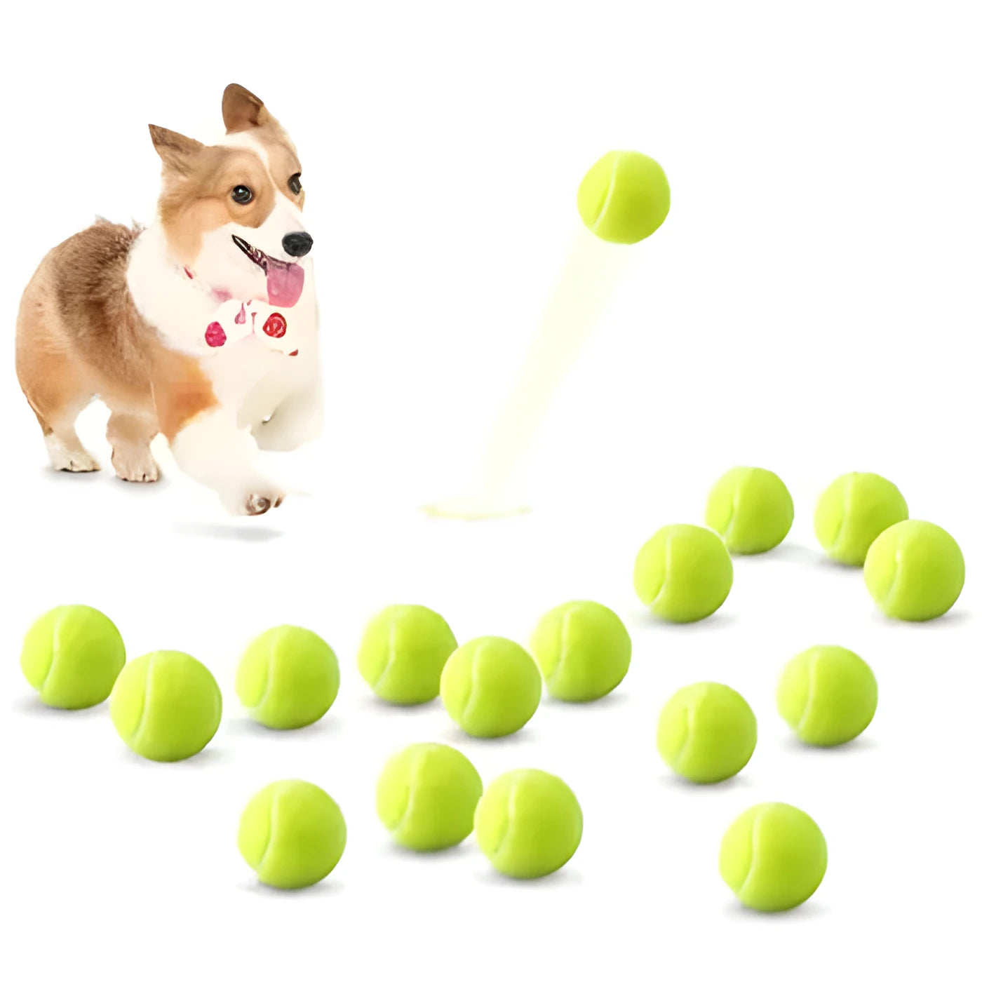 6.3cm diameter rubber tennis ball dog toy in fluorescent green colour