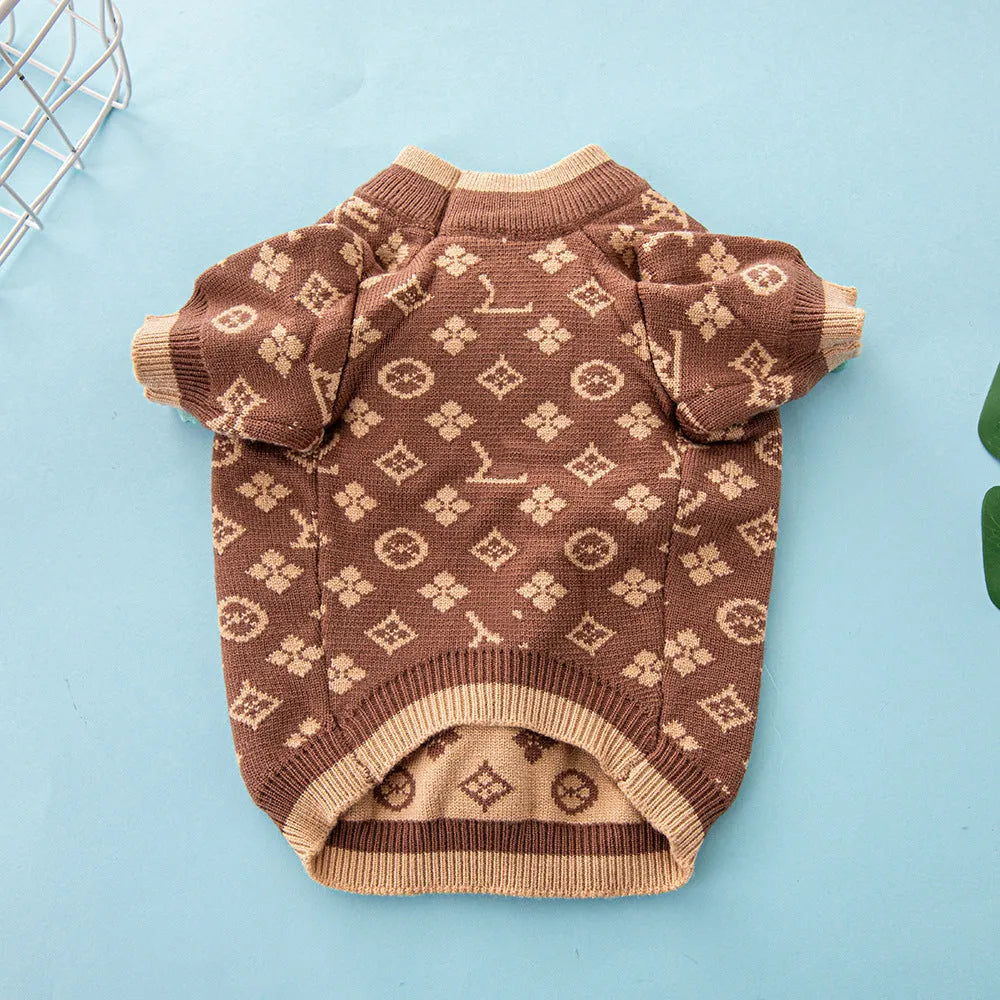 Wool pet dog sweater for autumn and winter in monochrome or two-tone colours