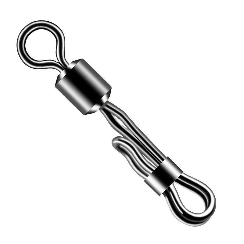 Brass fishing barrel swivel with quick release clamp and 8-word ring, 5 pieces shown.