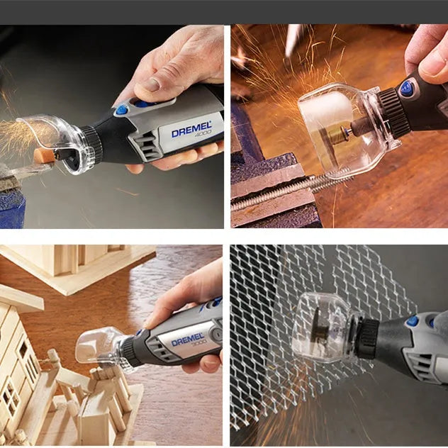 Transparent plastic horn protective cover for Delta industrial tools with 17.5-19mm thread port.