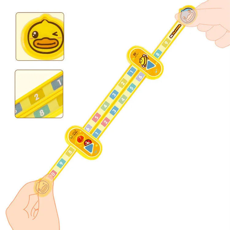 Yellow plastic children's digital decomposition ruler for maths learning, 24.5 cm long