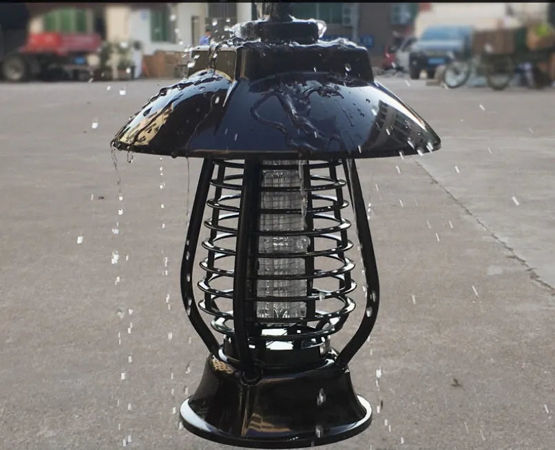 Black solar-powered mosquito lamp with solar panel and 24 LED lights for outdoor garden insect control