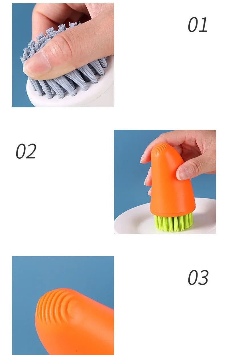 Carrot-shaped nylon bristle cleaning brush for vegetables in orange and white colour options