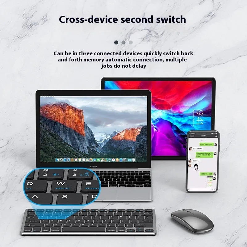 Ultra-thin wireless keyboard and mouse combo set in black with USB receiver and protective cover