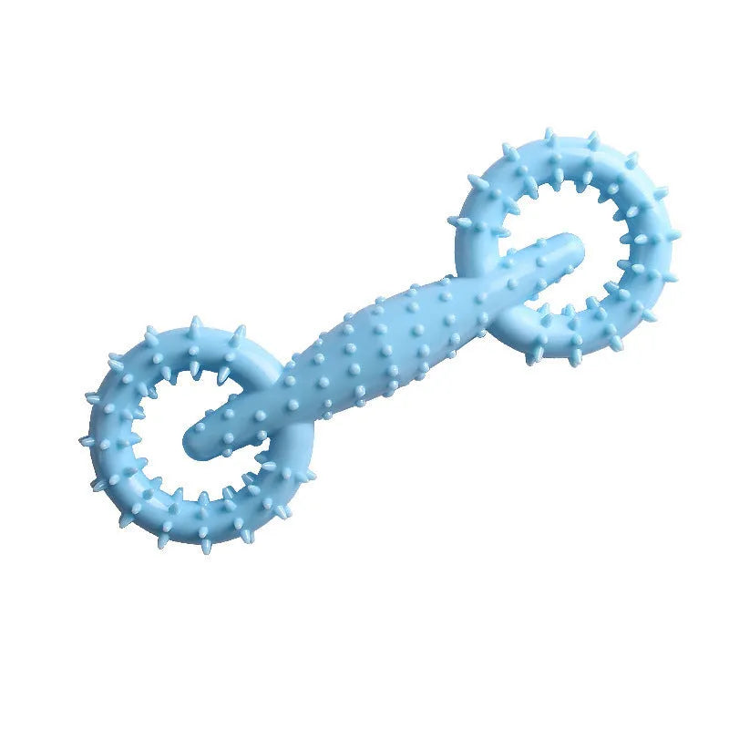 Blue TPR dog chew toy ring measuring 16cm diameter for puppy teething relief