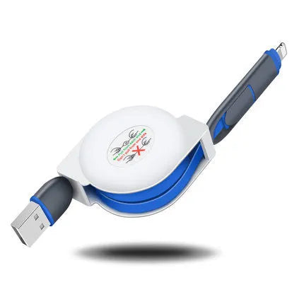 3 in 1 telescopic charging cable extended with titanium alloy connectors and TPE cable