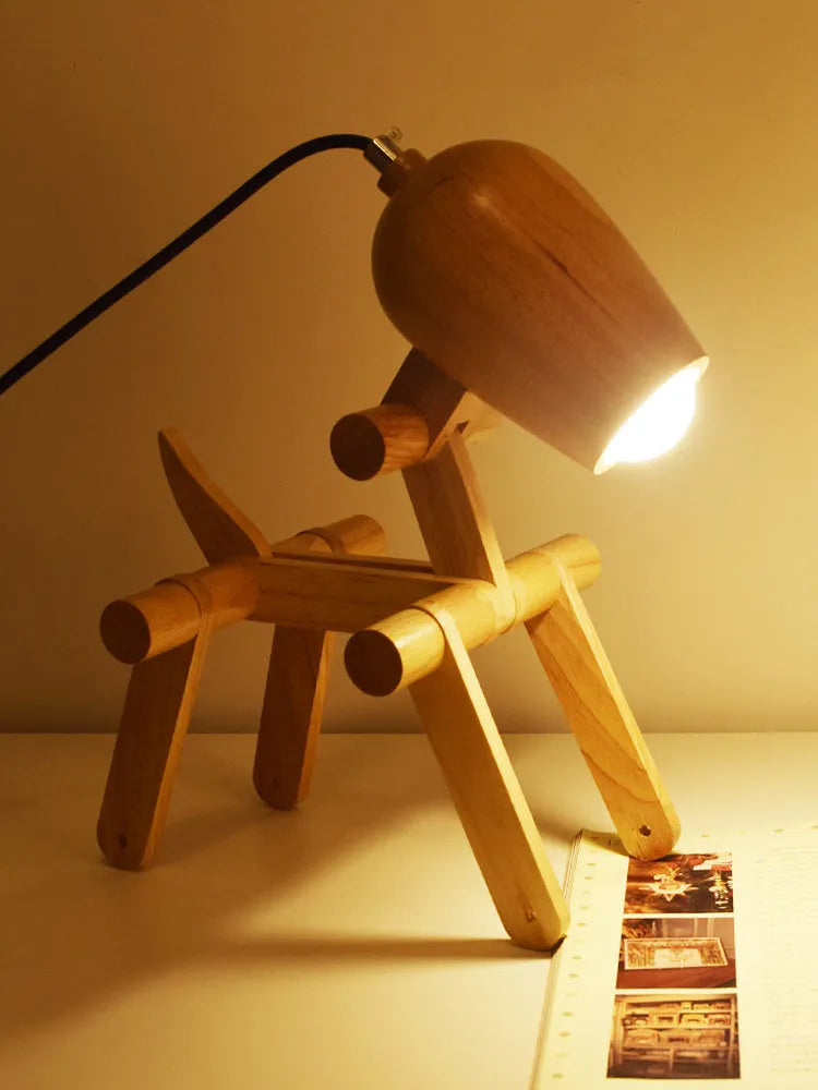 Personalized solid wood table lamp with warm light push button switch in Nordic style for living room study bedroom