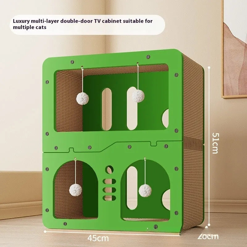 Double layer cat scratching board with matching cat nest in cute style options