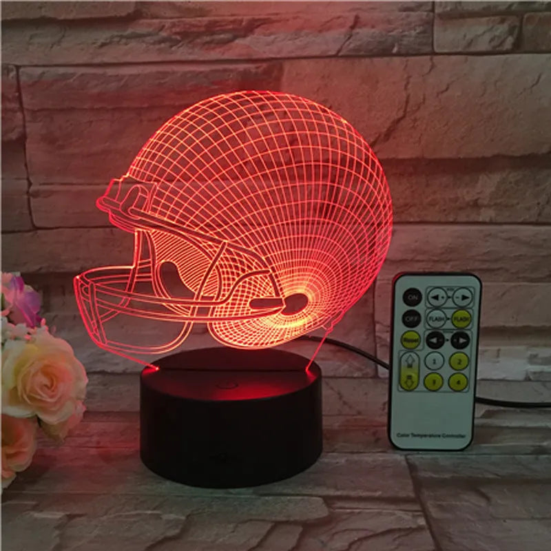 Rugby Hat 3D LED USB Lamp with colourful glow, touch and remote control
