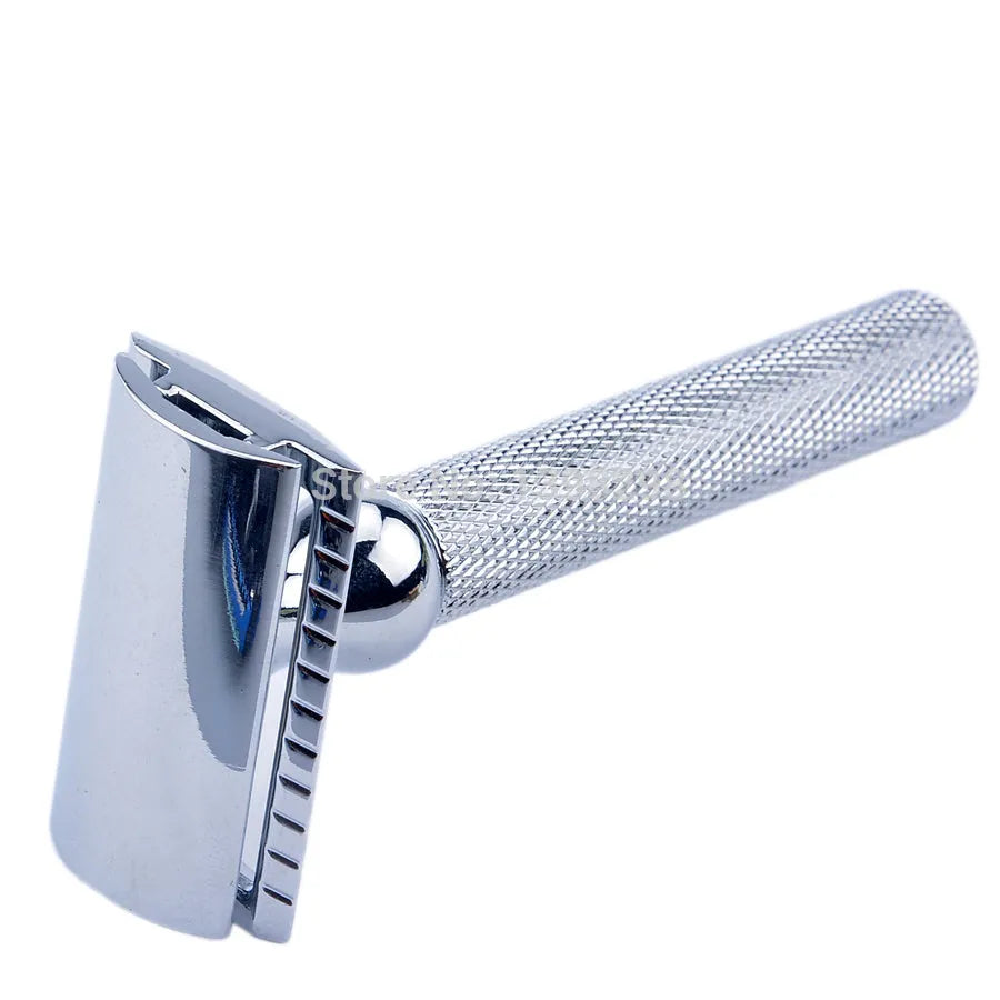 CSB traditional men's shaving kit with badger hair brush, safety razor, chrome stand, soap bowl and blades