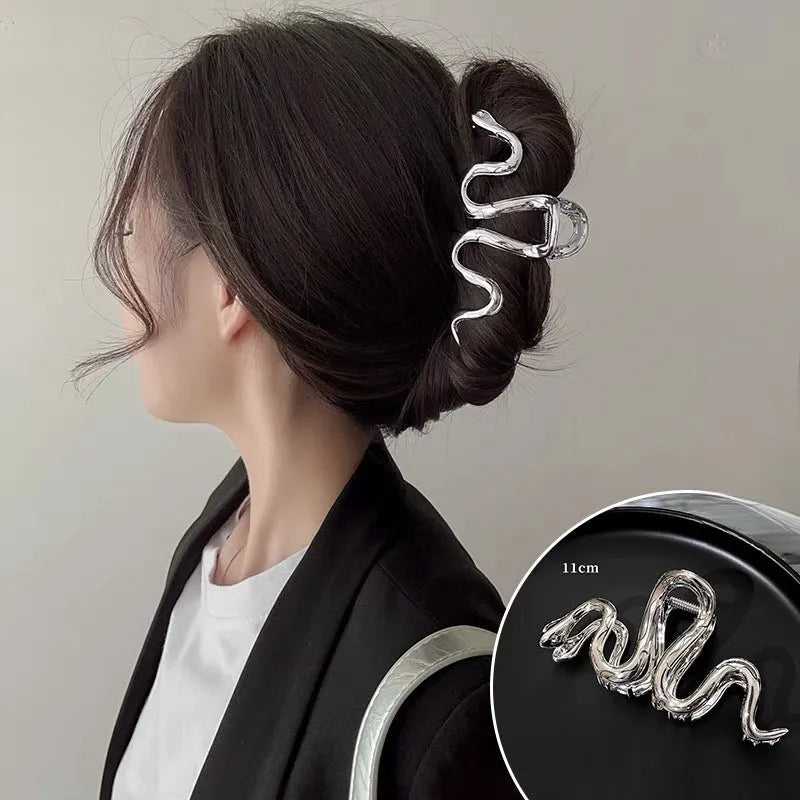Slytherin serpentine metal hair clip 10.5cm in silver or gun black colour