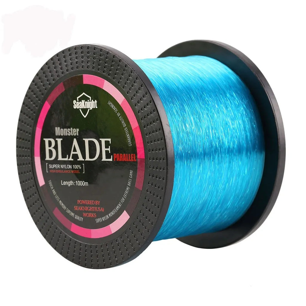 Seaknight 1000 M nylon fishing line spool in multiple colour options showing diameter sizes from 0.4 to 8.0