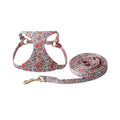 Floral series dog harness and leash set in cloth material with multiple colour options