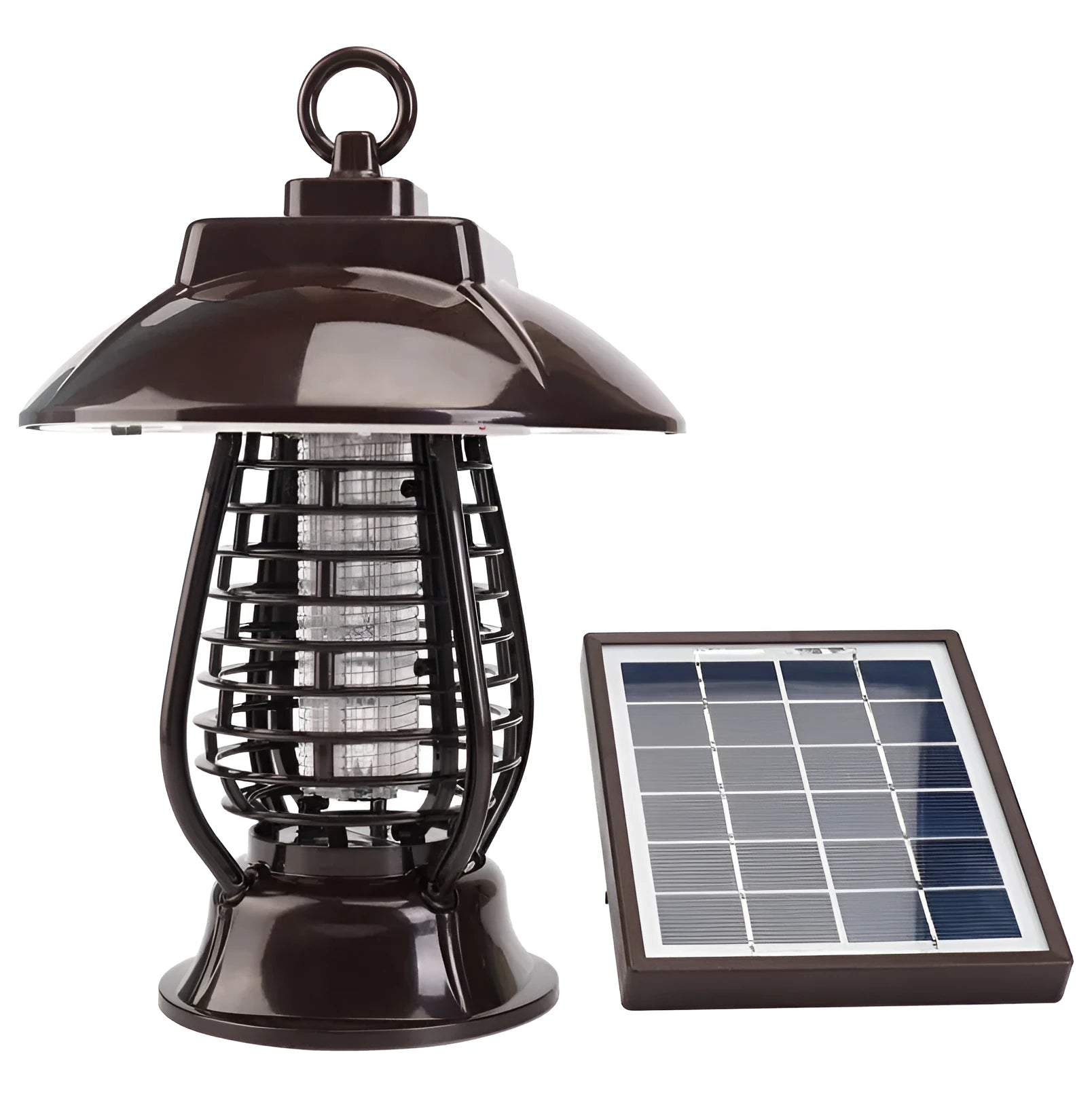 Black solar-powered mosquito lamp with solar panel and 24 LED lights for outdoor garden insect control