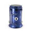 LED solar camping lantern collapsible with reflective lenses and rubber handle, 9x13x7.5cm, water resistant ABS construction