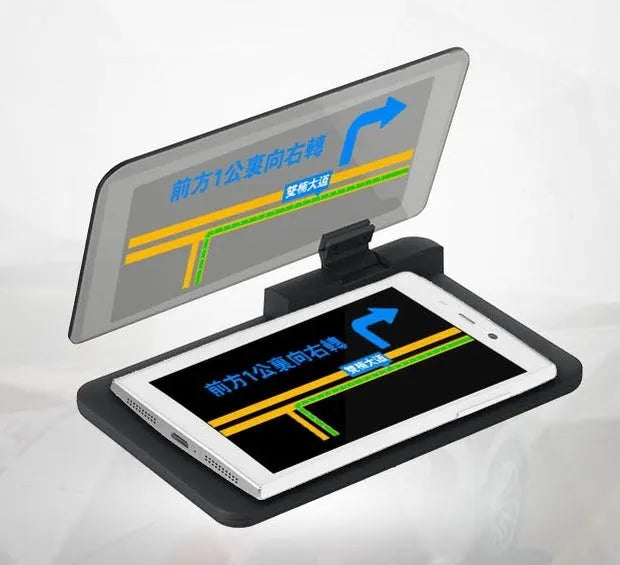Car windscreen navigation display smartphone holder with organic glass panel and reflection film kit