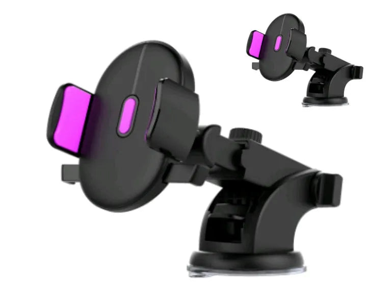 Yellow and black telescopic car dashboard phone holder with suction cup mount extended