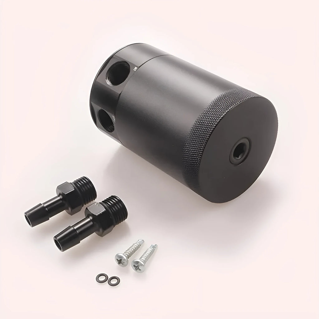 Aluminium automotive machine oil pot with two-hole design in black or silver finish