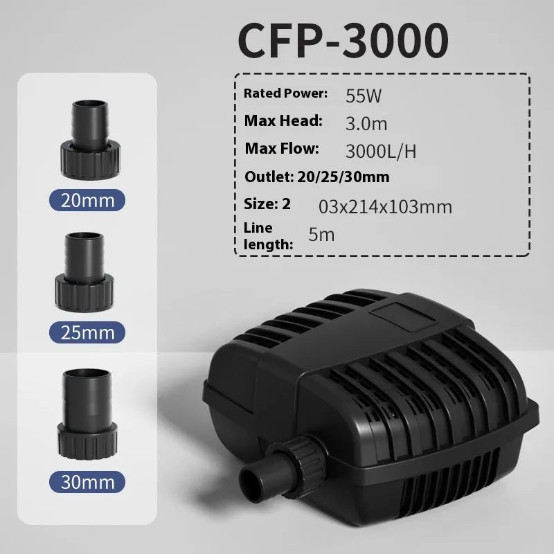 White horizontal CFP series submersible pond filter pump for large water features