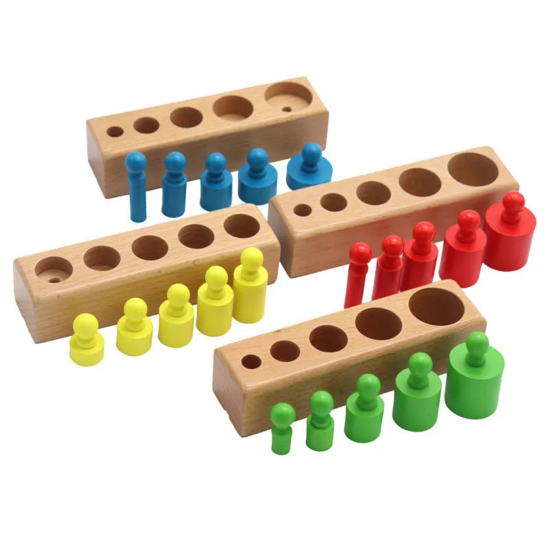 Montessori wooden cylinder socket building blocks for early education fine motor skills age 2 plus