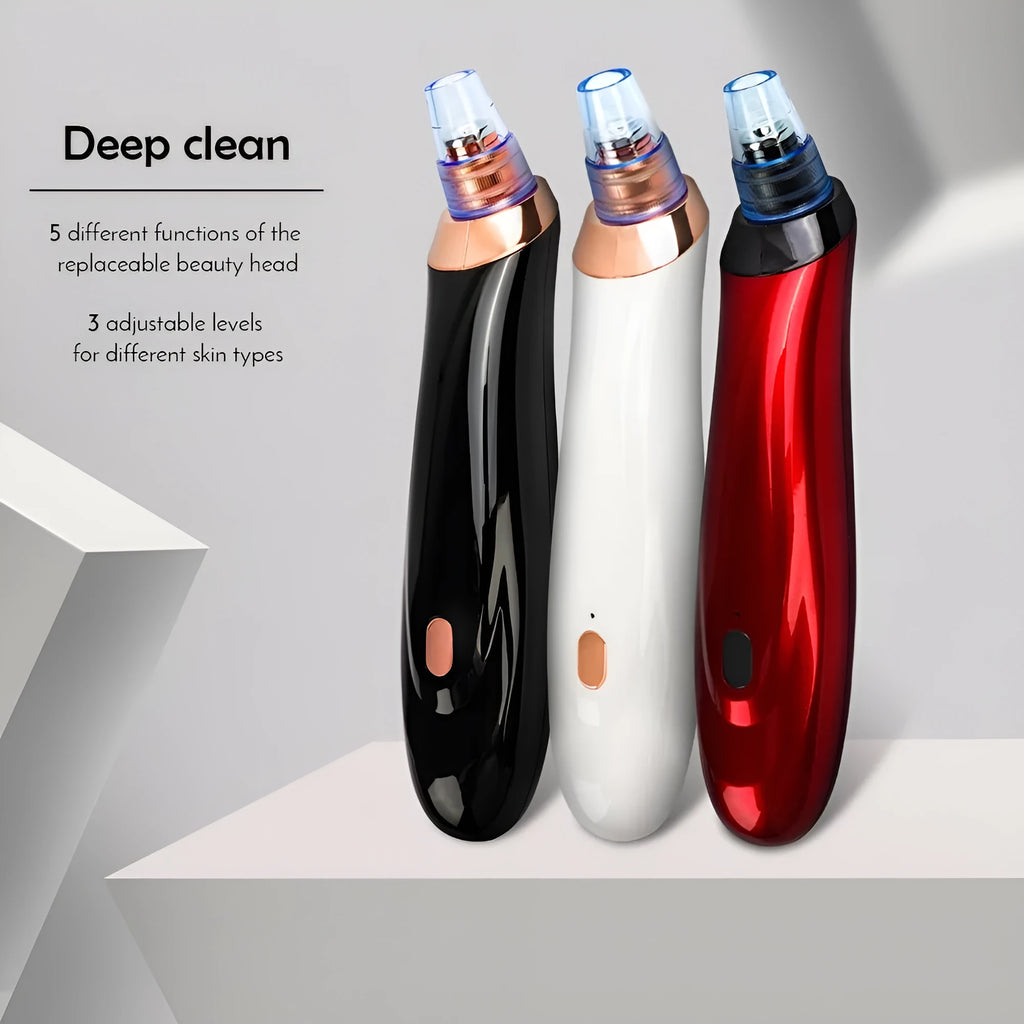 Electric blackhead remover tool with vacuum suction and nozzle attachments