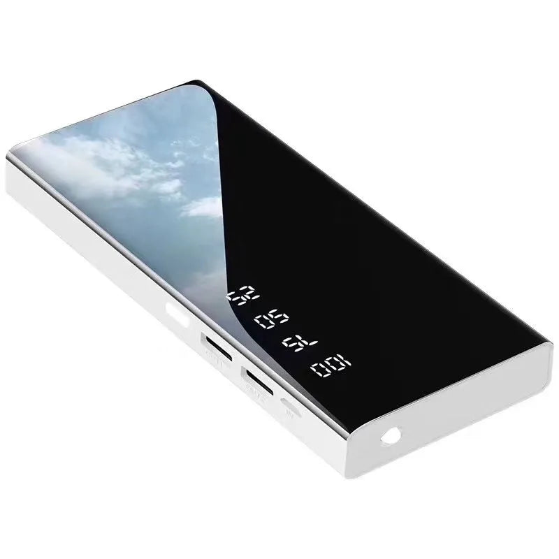 20000mAh portable power bank with LCD display and dual USB ports in black, red or white